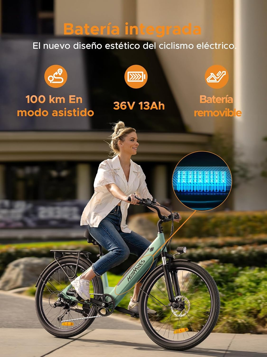 MileCity1 26" E-Bike für Erwachsene, 7 Gang Elektrofahrrad mit Austauschbarem 36V 13Ah Akku, 25 km/h und 80â€?00km Reichweite E-Bike für Städtische Pendler, IP65 Wasserdicht