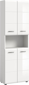 xonox.home - Hochschrank Ice 60x185x30 cm in Front weiß Hochglanz Tiefziehfront Korpus weiß - breiter Badhochschrank - stilvoll und funktional