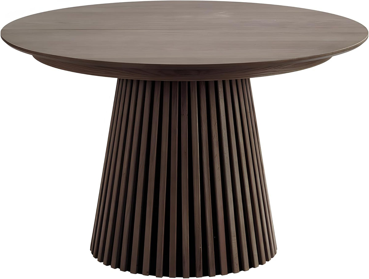 ebuy24 Tokyo Esstisch inkl. 2 Zusatzplatten ø120x120 bis 160 bis 200cm Smoked Eiche Furnier. â€?Esszimmertisch rund ausziehbar, ausziehbarer Tisch rund, Esstisch oval ausziehbar