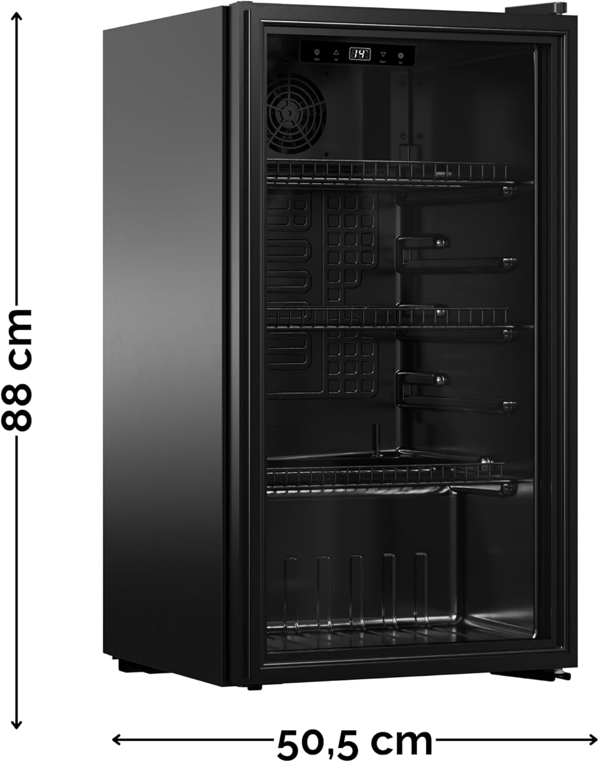 YUNA Cool-View GKS90B Glastürkühlschrank 89L schwarz