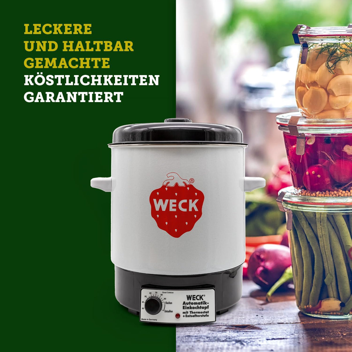 WECK Einkochautomat WAT14 (Finale Serie) Emaille mit Präzisionsthermostat â€?29L Einkochtopf, Glühweinkocher, Dampfentsafter, Einweckautomat â€?Made in Germany, hochwertig & vielseitig