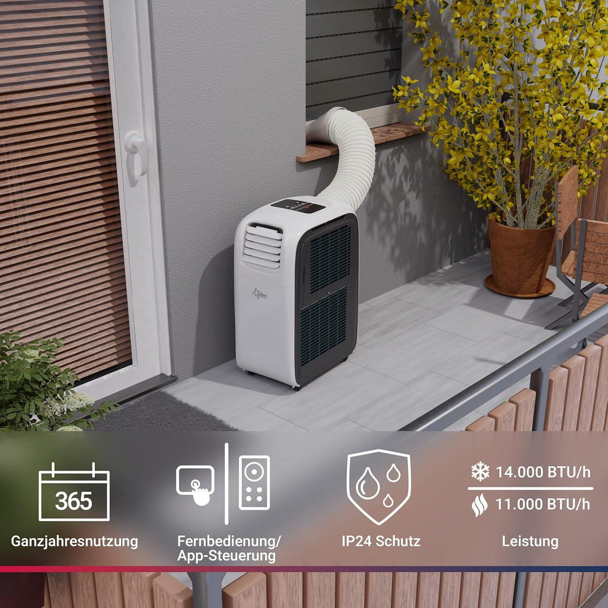 SUNTEC Mobiles Klimagerät Transform 14.000 Eco R290 APP â€?Klimaanlage mobil und leise mit Smart App Steuerung â€?Entfeuchter für Räume bis 70 qm â€?Mobile Kühlung & Heizung für zuhause â€?14.000 BTU