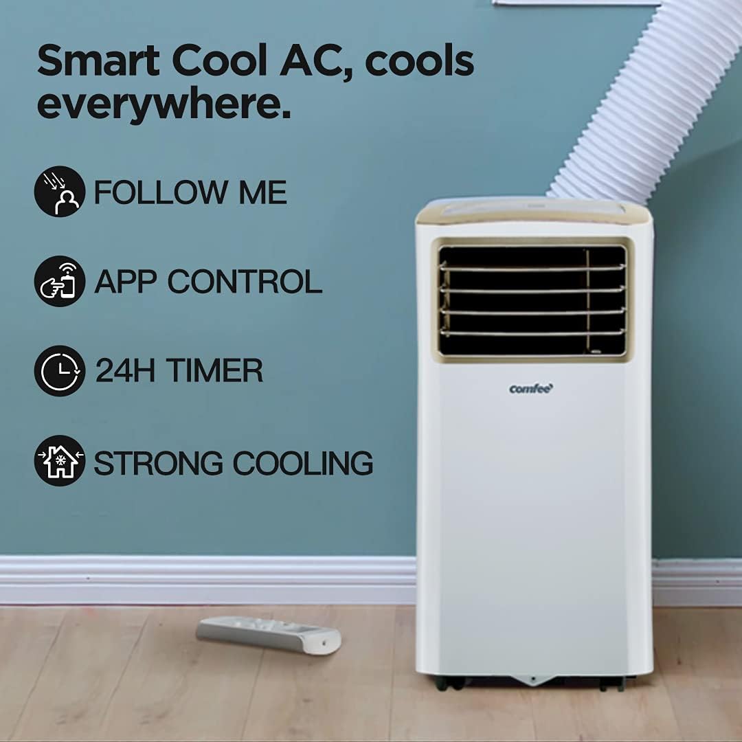 Comfee Mobiles Klimagerät Breezy Cool Pro 2.6,9000 BTU 2,6kW, Kühlen&Ventilieren&Entfeuchten,APP-Steuerung,Raumgröße bis 88m³(33ãŽ?,Mobile Klimaanlage mit Abluftschlauch
