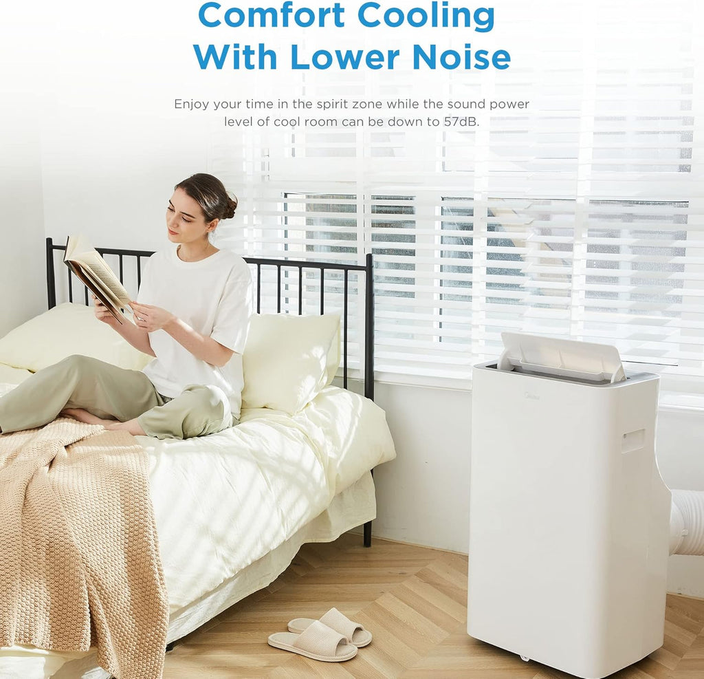 Midea Mobiles Klimagerät Silent Cool 26 Pro WF, 9000 BTU 2,6kW, Kühlen&Ventilieren&Entfeuchten, Raumgröße bis 88m³(33ãŽ?, APP-Steuerung/Alexa/Google Home/IFTTT, Mobile Klimaanlage mit Abluftschlauch