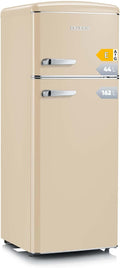 SEVERIN Retro - Kühl-/ Gefrierkombination, platzsparendes Raumwunder, 4 x höhenverstellbare Abstellflächen und eine große Veggiebox, 206 L Nutzinhalt, creme, RKG 8933