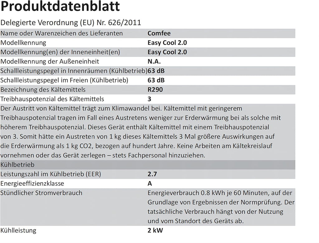 Comfee Mobiles Klimagerät Breezy Cool Pro 2.6,9000 BTU 2,6kW, Kühlen&Ventilieren&Entfeuchten,APP-Steuerung,Raumgröße bis 88m³(33ãŽ?,Mobile Klimaanlage mit Abluftschlauch