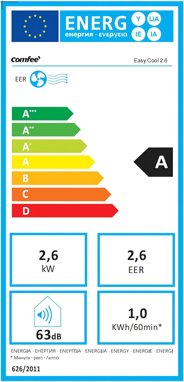 Comfee Mobiles Klimagerät MPPH-09CRN7, 9000 BTU 2,6kW, Kühlen&Ventilieren&Entfeuchten, Raumgröße bis 88m³(33ãŽ?, Mobile Klimaanlage mit Abluftschlauch