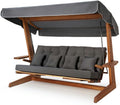 WESTMANN Hollywoodschaukel Luna 2600 | 260x139x195 cm Grau | Holzschaukel für bis zu 4 Personen inklusive Sonnenschutz