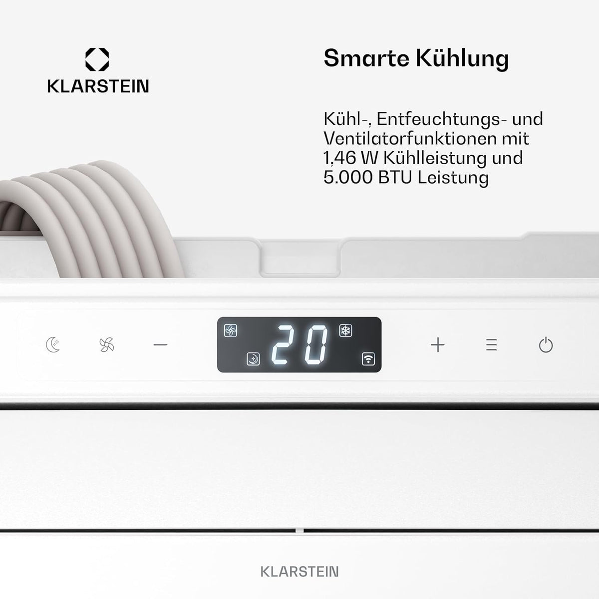 Klarstein Chillavan Mobile Klimaanlage â€?5.000 BTU, Für Räume bis 20 m², 3-in-1: Klimaanlage, Luftentfeuchter & Ventilator, Energieeffizienzklasse A, App-Steuerung, Ideal für Wohnmobile
