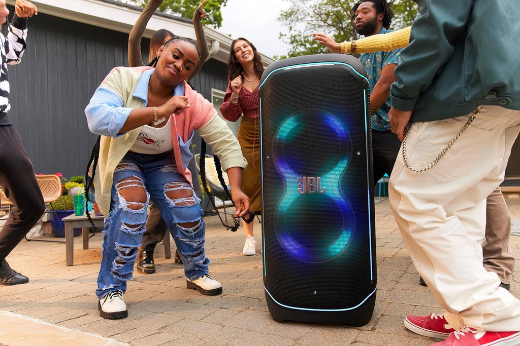 JBL Partybox Stage 120 in Schwarz â€?Tragbare Bluetooth-Lautsprecher-Box mit JBL Pro Sound, Lichtshow, KI-Sound-Boost und Teleskopgriff â€?12 h Laufzeit