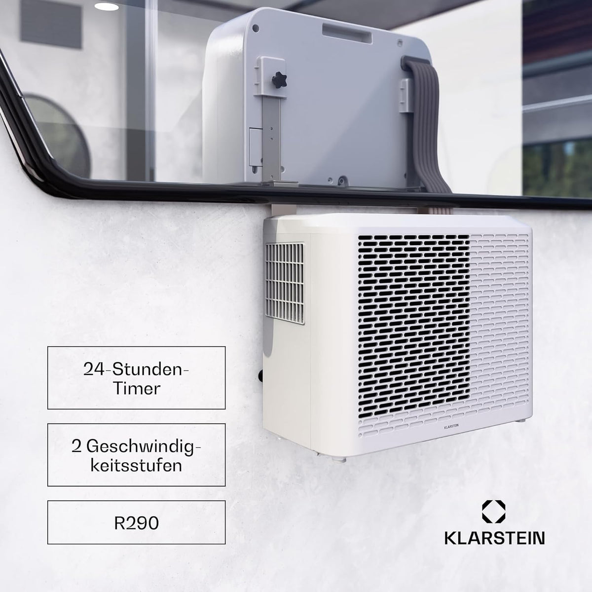 Klarstein Chillavan Mobile Klimaanlage â€?5.000 BTU, Für Räume bis 20 m², 3-in-1: Klimaanlage, Luftentfeuchter & Ventilator, Energieeffizienzklasse A, App-Steuerung, Ideal für Wohnmobile
