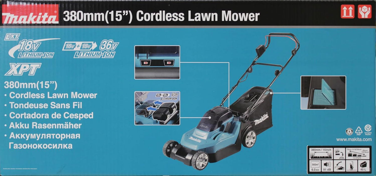 Makita DLM382Z Akku-Rasenmäher 2x18 V (ohne Akku, ohne Ladegerät)