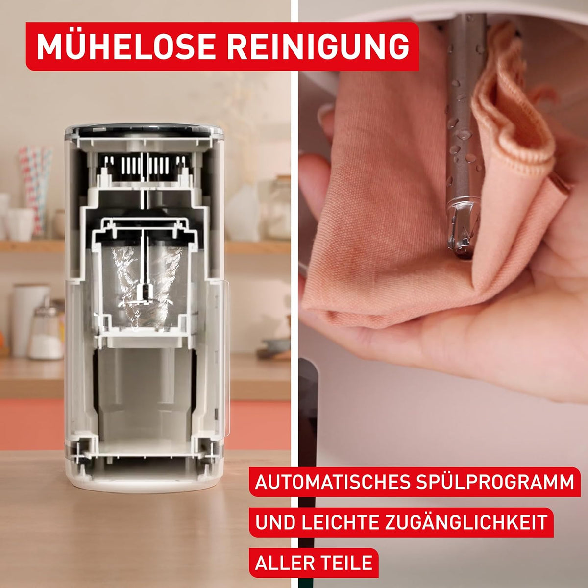 Tefal Dolci Eismaschine - 10 Programme für Eiscreme, Sorbet, Gelato  und  Frozen Yogurt, 1-Step-Perfector Technologie, inkl. 3x Tritan-Eisschüsseln, Mix-In-Funktion  und  automatisches Reinigungsprogramm