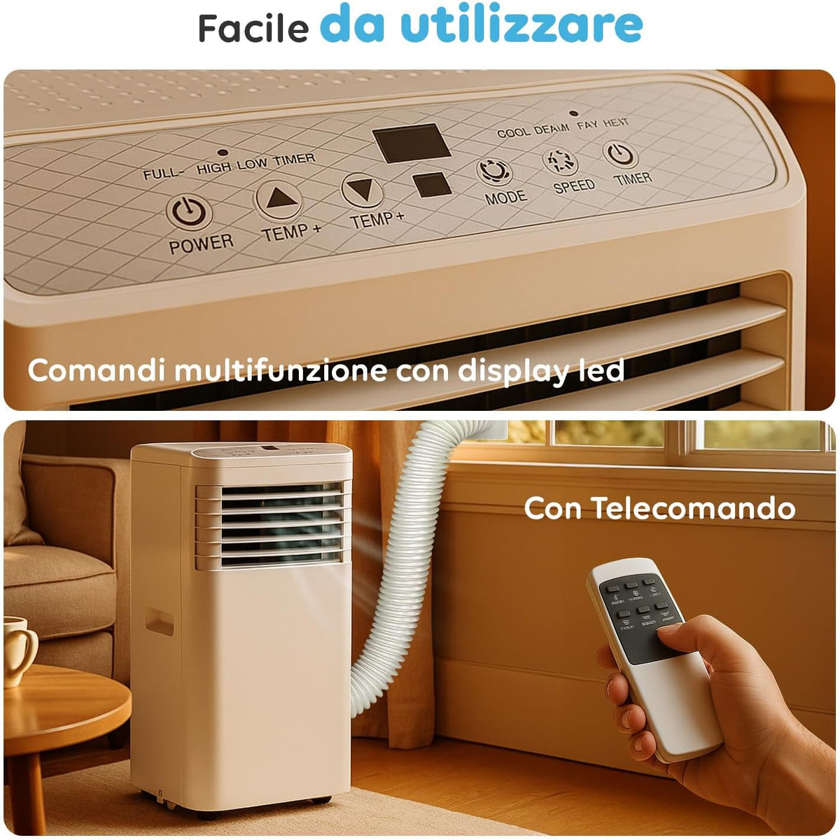Avilia Mobiles Klimagerät 9000 BTU 3 in 1 â€?Luftentfeuchter, Kühler und Ventilator | Klimagerät ohne Außeneinheit für Zuhause und Büro