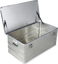 Aluminiumbox Alubox 140l Fassungsvermögen - Werkzeugkiste Staub- und Spritzwassergeschützt - Deichselbox Metallkiste Gartentruhe Alukiste Alu transportbox Werkzeugbox Aluminium Koffer