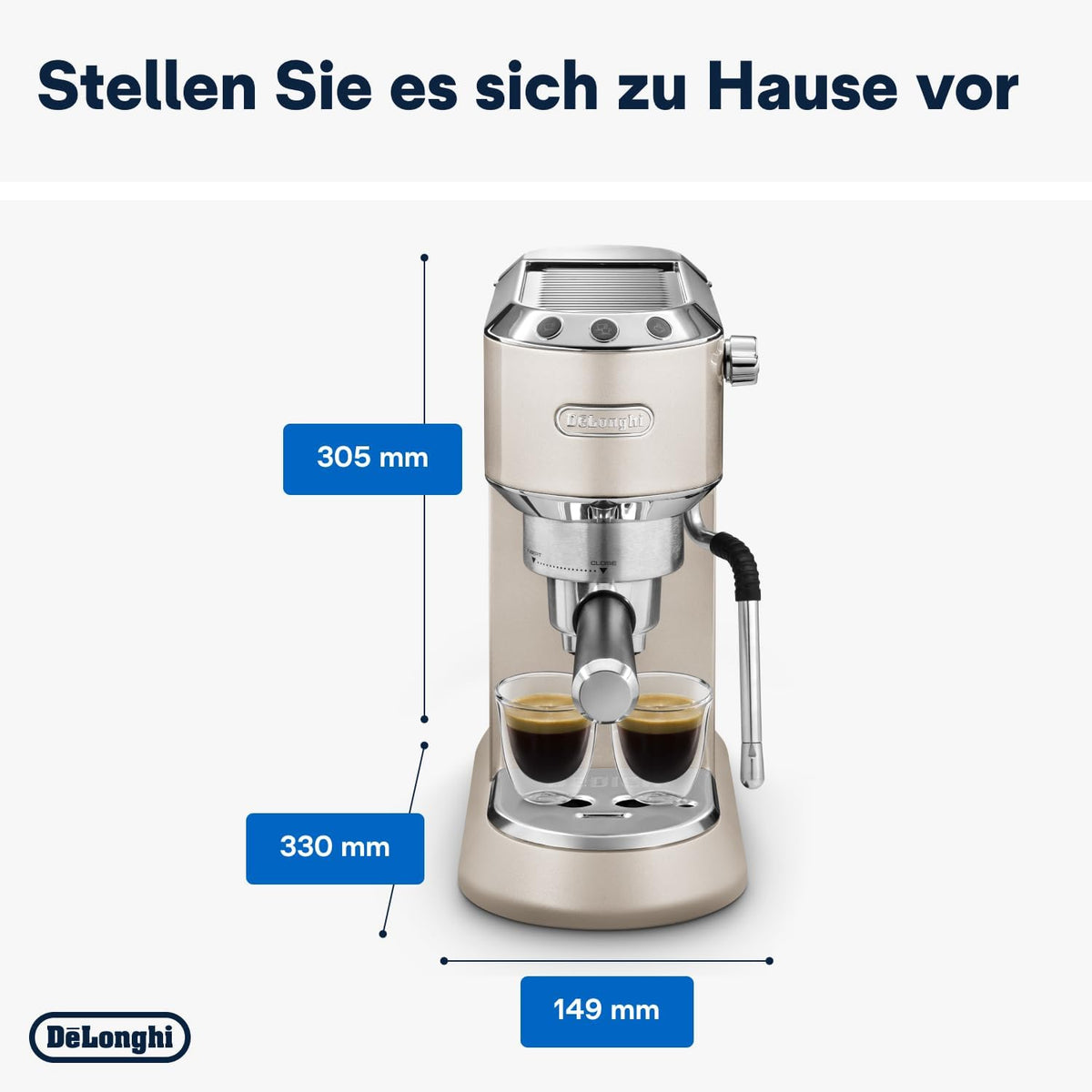 De'Longhi Dedica Style EC 685.M â€?Espresso Siebtrgermaschine, Espressomaschine mit professionellem Milchaufschumer, nur 15 cm breit, für Kaffeepulver oder ESE Pads, 1 l Wassertank, silber