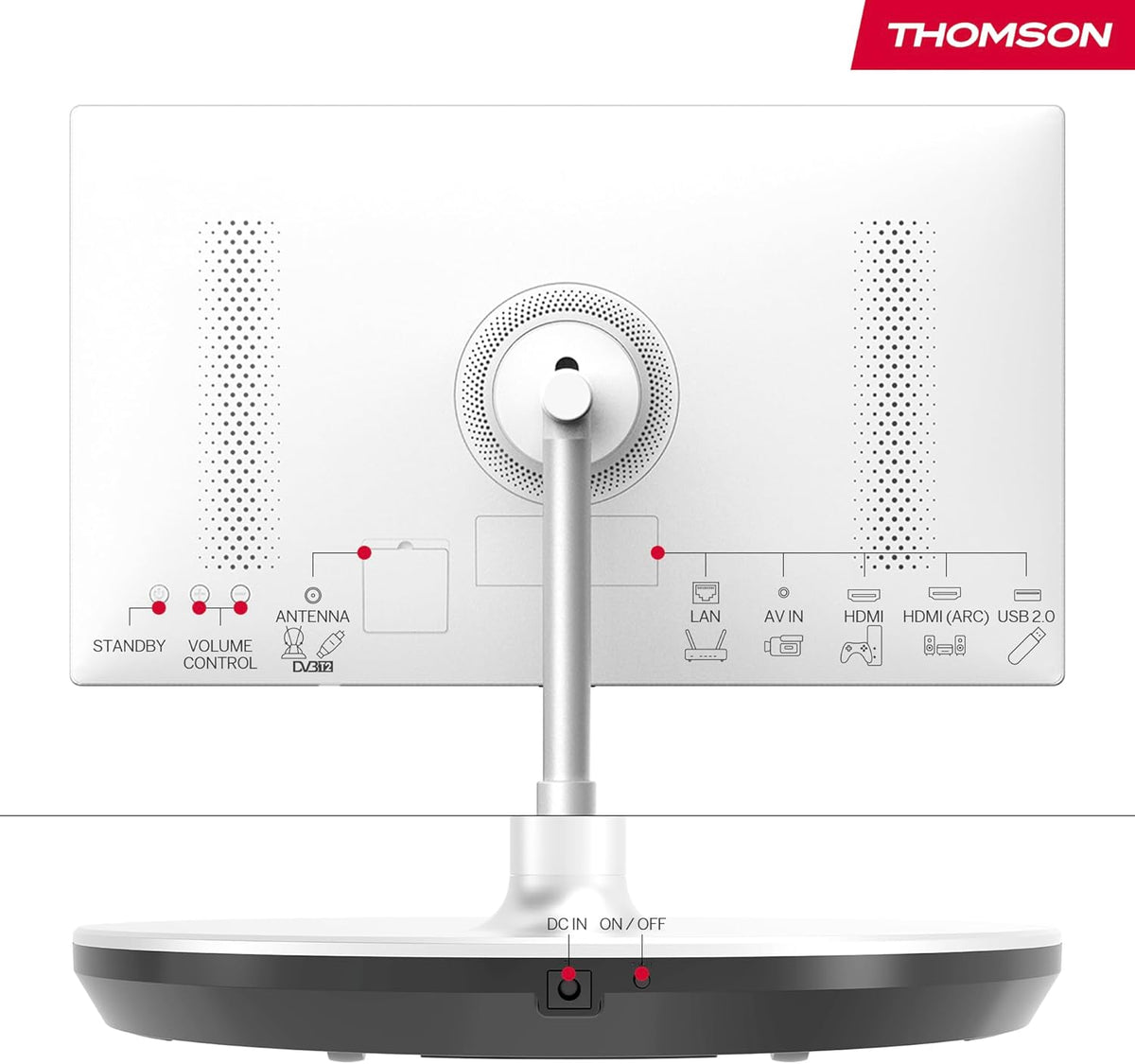 Thomson 32 Zoll (81 cm) Go TV, Tragbarer Android Fernseher â€?HD Ready (1366x768), Sprachsteuerung, Bluetooth 5.1, Wi-Fi, Hotspot-Funktion, Bis zu 4 Stunden Akkulaufzeit - 32HA4M44