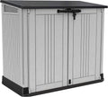 Keter Store it Out Nova Gartenschuppen für den Außenbereich, 132 x 71,5 x 113,5 cm, hellgrau mit dunkelgrauem Deckel