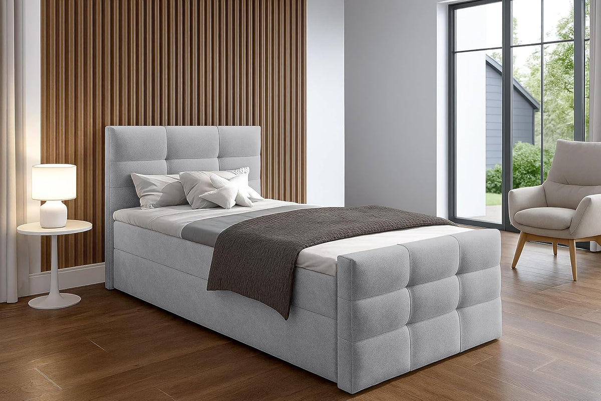Bett mit Bettkasten 100x200 cm Argentaro graues Boxspringbett