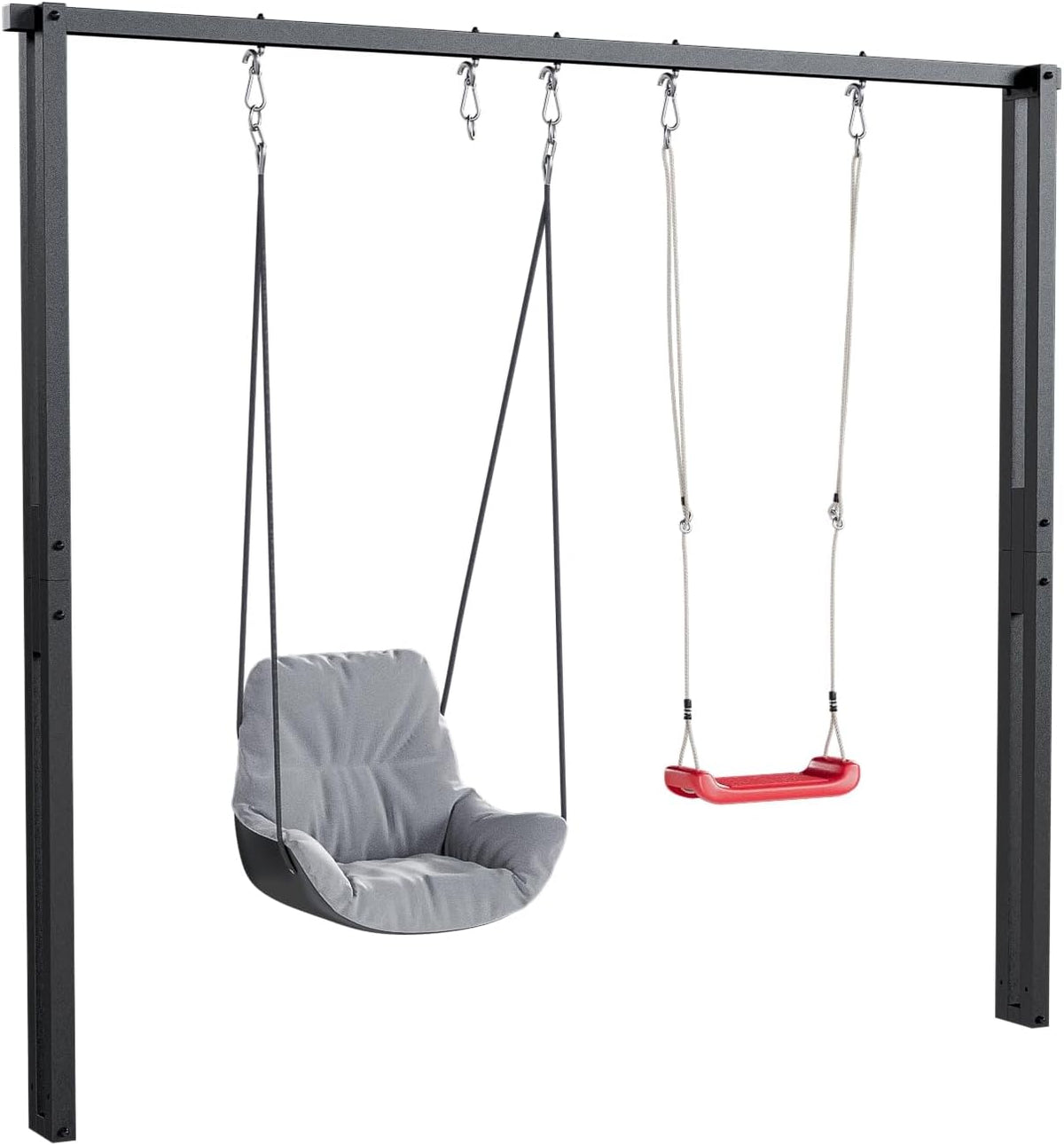 QLS Schaukelgestell 260 cm Doppelschaukel Gerüst Nestschaukelgestell aus Stahl Schwarz