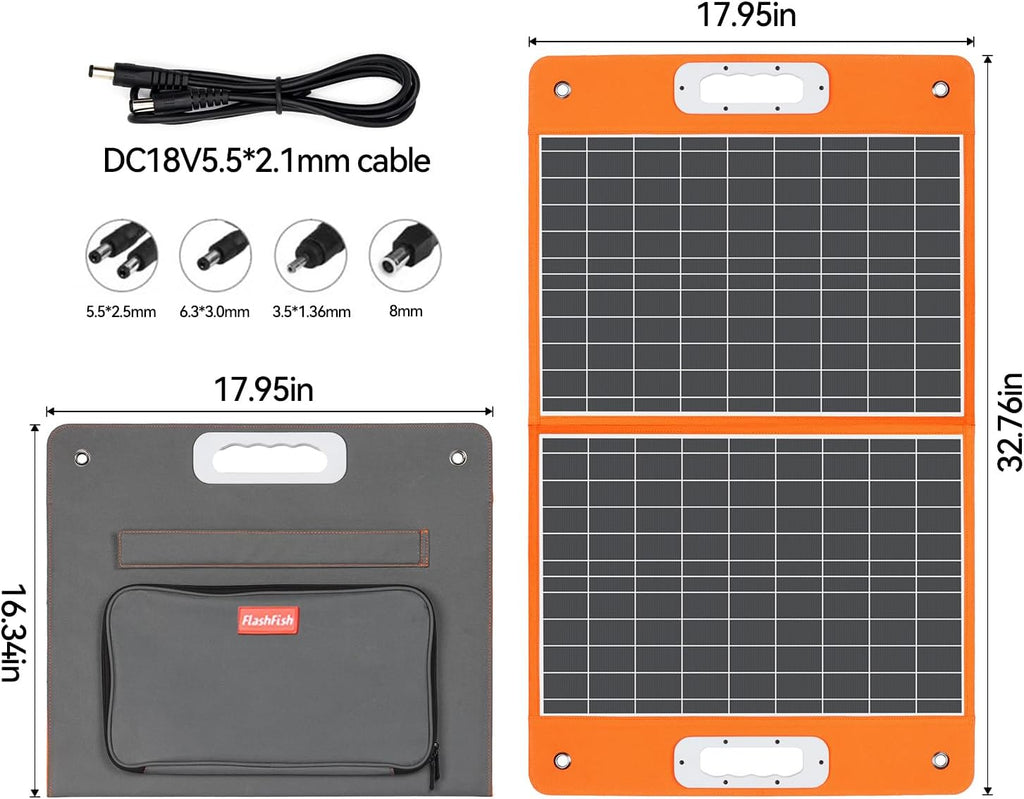 FlashFish 230Wh Tragbare Powerstation mit Solarpanel 60W, Solar Generator 300W(Spitze 600W) mit 2 DC-Anschlüsse, 4 USB-Anschlüsse, LED-Lichter, Notstromaggregat für Camping, Unterwegs,Stromausfälle