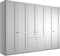 WIEMANN Drehtürenschrank mit 3 Schubkästen, Landhausstil Kleiderschrank 300cm breit, Weiß, Höhe 216cm, Marlow