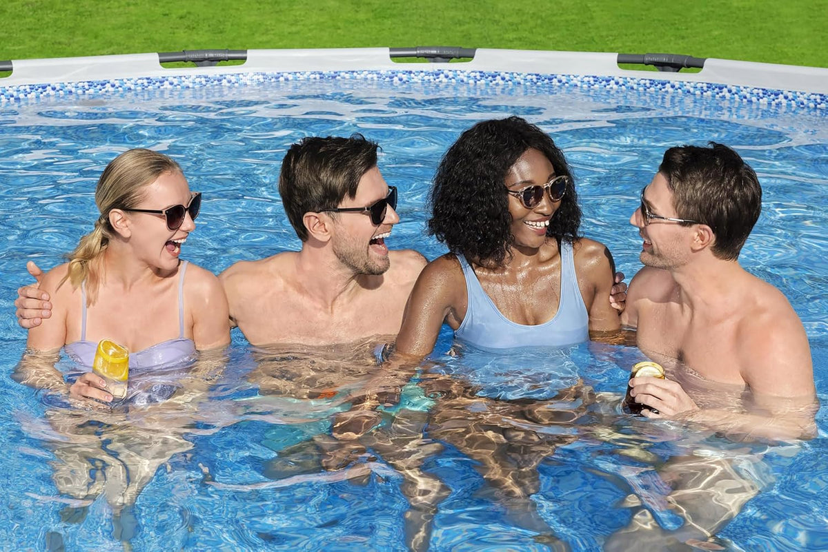 Bestway® Steel Pro MAXâ„?Aufstellpool Komplett-Set mit Filterpumpe Ø 396 x 122 cm, lichtgrau, rund