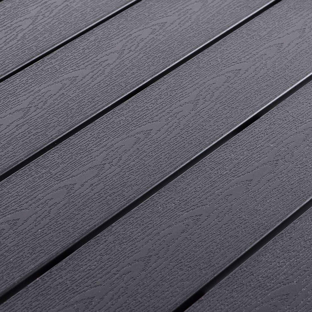 Schöner Aluminium Gartentisch Non Wood Esstisch Gartenmöbel Tisch Silber/Schwarz Holzimitat wetterfest 150x90x74cm