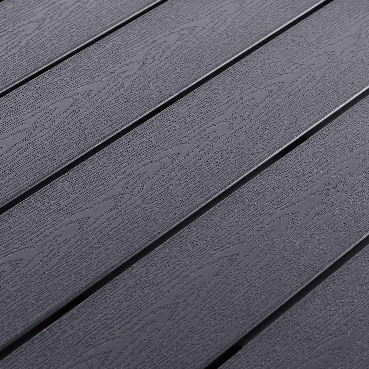 Schöner Aluminium Gartentisch Non Wood Esstisch Gartenmöbel Tisch Silber/Schwarz Holzimitat wetterfest 150x90x74cm
