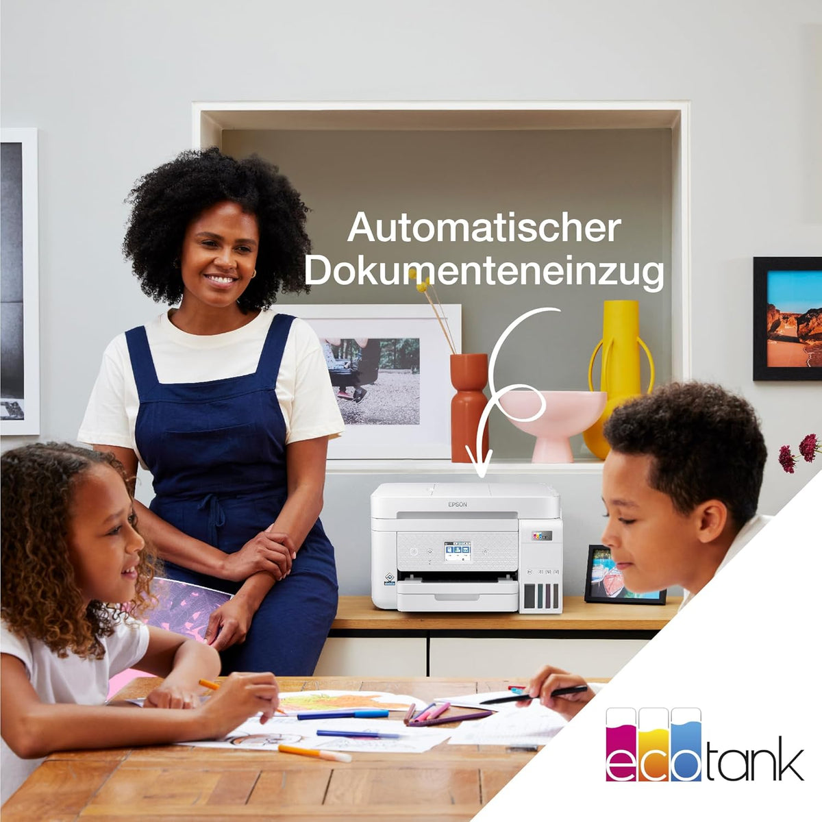 EcoTank ET-4856 A4-Multifunktions-Wi-Fi-Tintentankdrucker, mit einem im Lieferumfang enthaltenen Vorrat an Tinten bis zu 3 Jahren