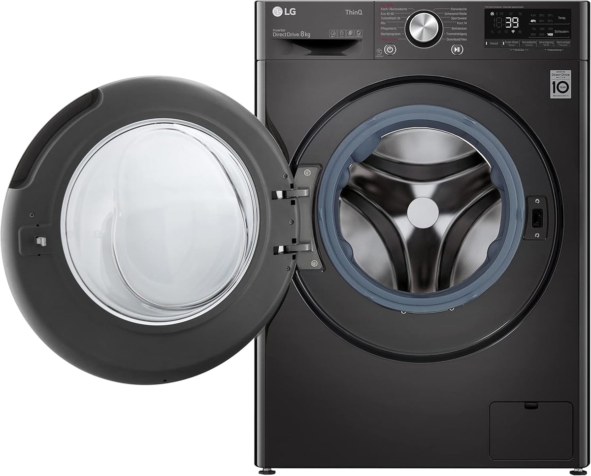 LG F4WV7080, Klasse A, Frontlader-Waschmaschine 8 kg, 1400 U/Min, AI Direct Drive, Wi-Fi, Tiefenreinigung mit Dampf, Groe Kapazitt, TRIPLE A, Auentür aus Sicherheitsglas, 62 x 60 x 85 cm  Wei