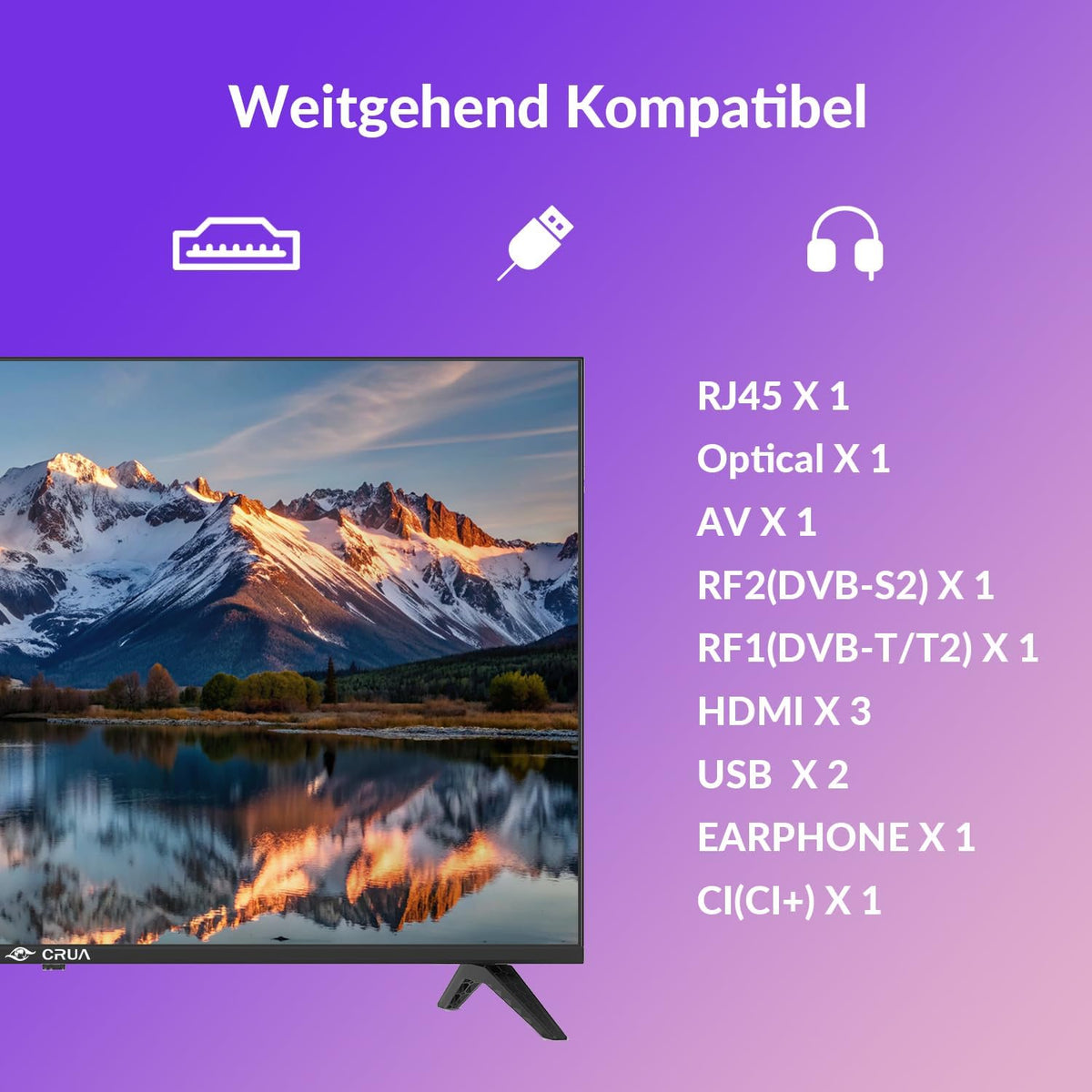 CRUA VIDAA Smart TV,101(40 Inch) TV,1920x1080P Full HD TV,LED TV with HDMI/USB/AV IN/Triple Tuner DVB-T2/T/C/S2/Compact and Smart for Your Home,Black Energy Class E