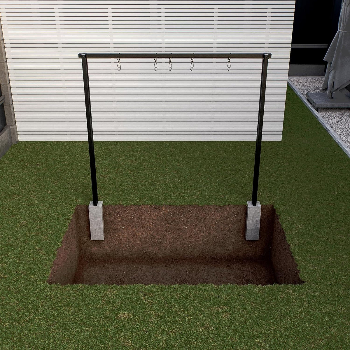 QLS Schaukelgestell 260 cm Doppelschaukel Gerüst Nestschaukelgestell aus Stahl Schwarz