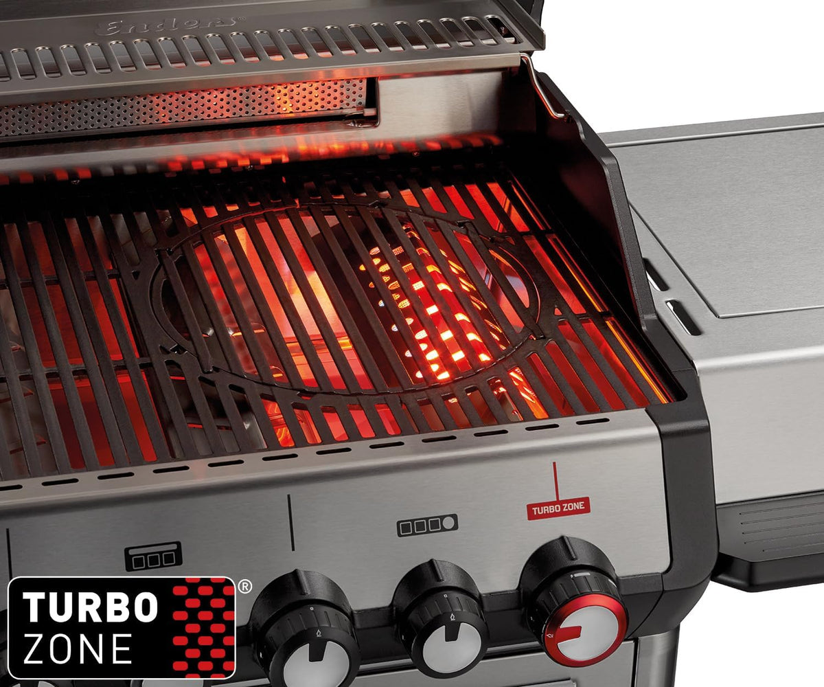Enders® Gasgrill Monroe Pro 4 SIKR Turbo, 4-Brenner, mit Kocher und Infrarot-Heckbrenner, PanoVision Sichtfenster, Gussrost, Aluguss Grill, 800 °C TURBO ZONEâ„? SIMPLE CLEANâ„? #8362