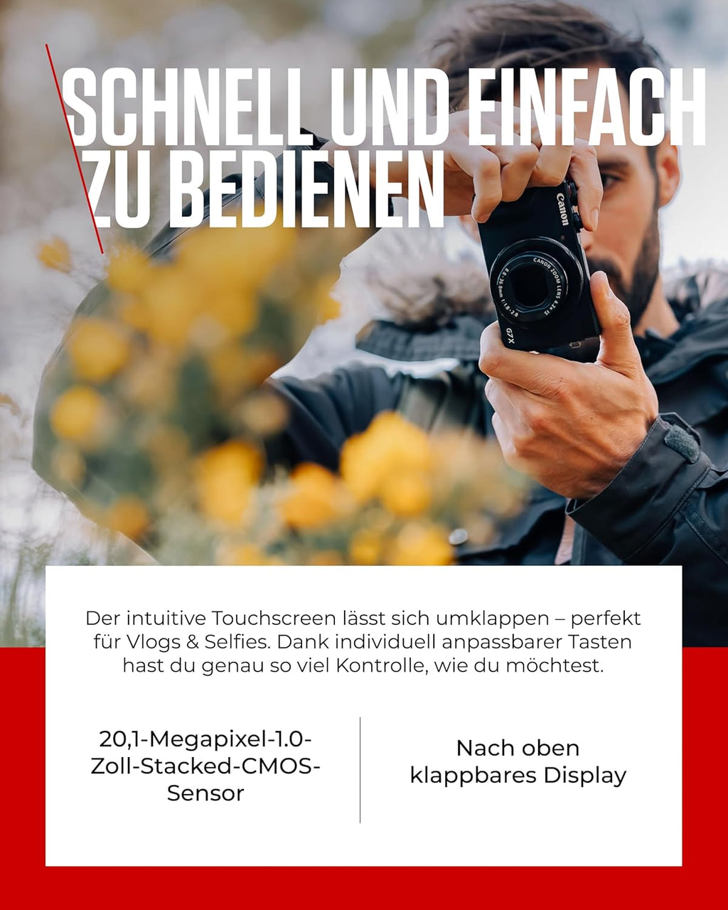 Canon PowerShot G7 X Mark III (Schwarz) â€?Kompakte Digitalkamera mit 1-Zoll-Sensor & 4K-Video â€?Ideal bei wenig Licht & auf Reisen â€?Mit WLAN & Bluetooth - Geliebt Für Kreatives Unterwegs