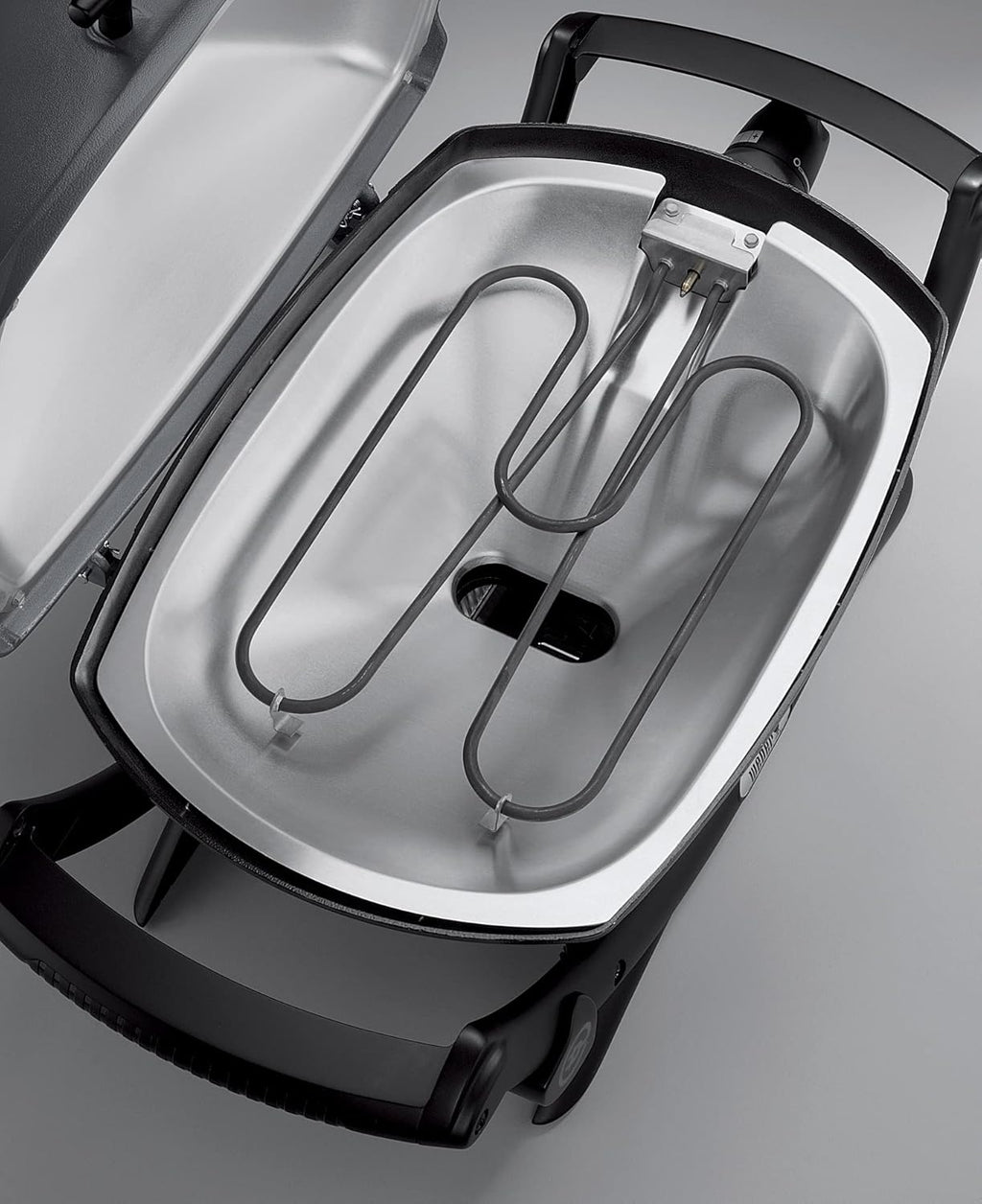 Weber Q2400 Elekrogrill mit Seitentischen, 54 x 39cm Grillfäche, portable, 2-geteilter porzellanemaillierter Guss-Grillrost, Aluminiumguss Deckel & Gehäuse - Dark Grey (55020079)
