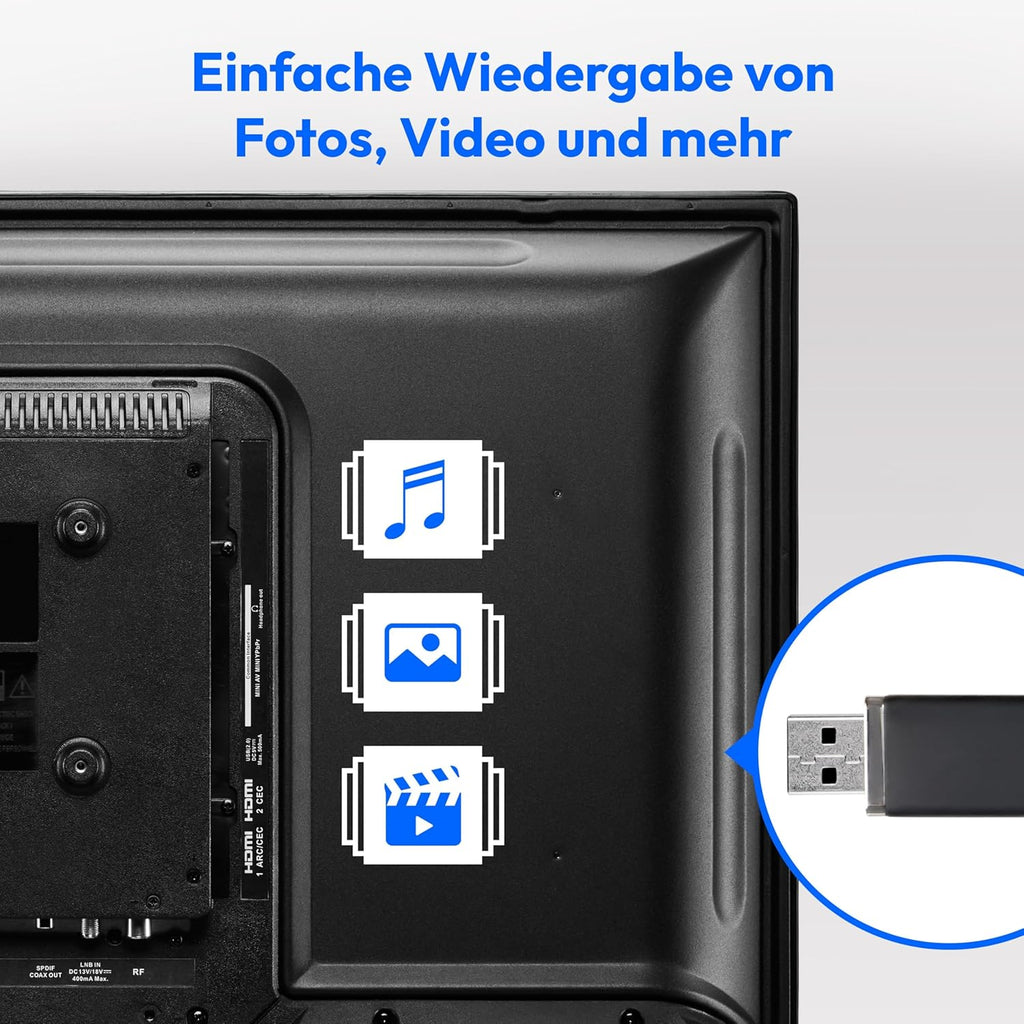 MEDION 100,3 cm (40 Zoll) Full HD Fernseher (integrierter DVD-Player, Triple Tuner Receiver DVB-T2 DVB-C DVB-S2, 2 x HDMI, USB, Sleeptimer, Mediaplayer, VESA, CI+, MD 840001)