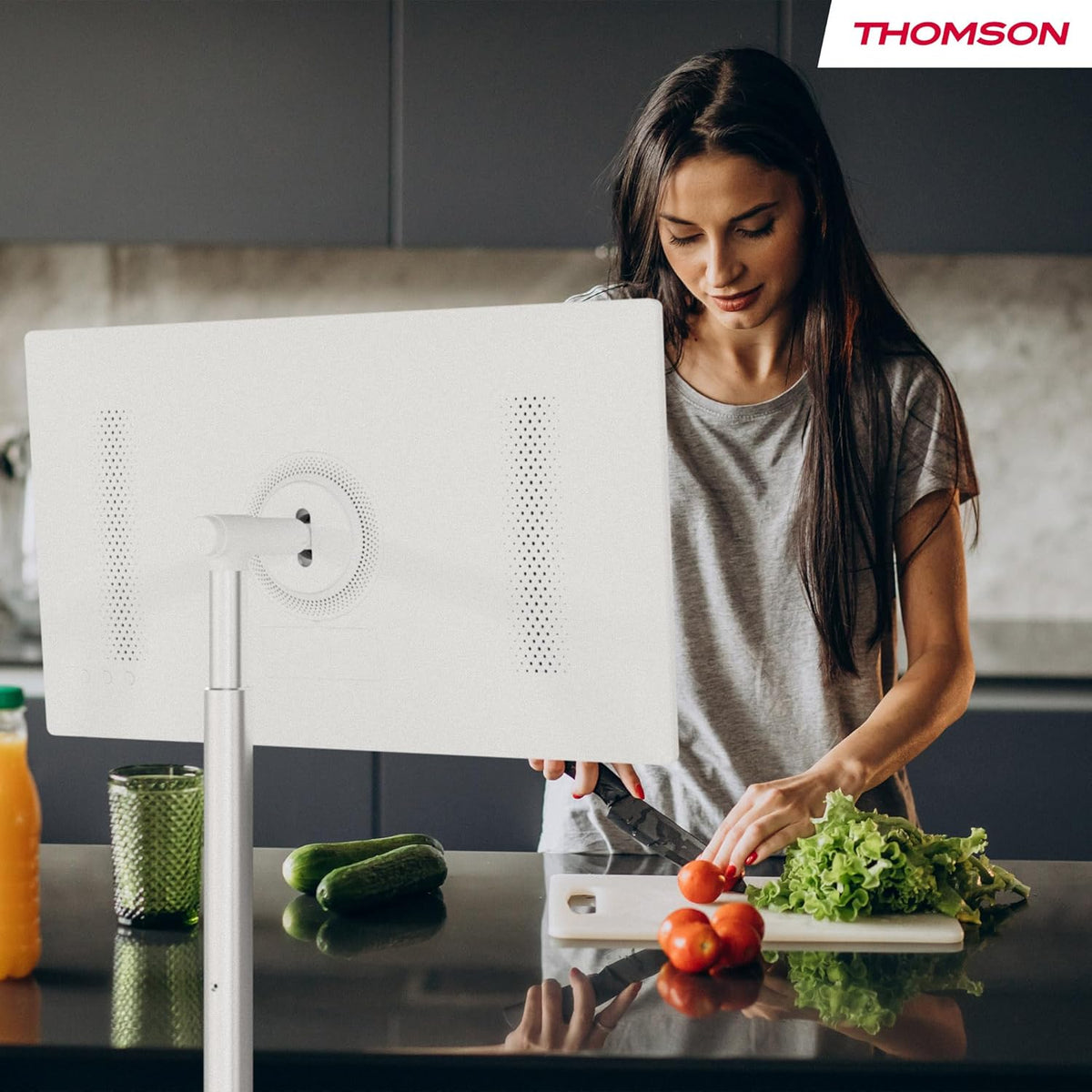 Thomson 32 Zoll (81 cm) Go TV, Tragbarer Android Fernseher â€?HD Ready (1366x768), Sprachsteuerung, Bluetooth 5.1, Wi-Fi, Hotspot-Funktion, Bis zu 4 Stunden Akkulaufzeit - 32HA4M44
