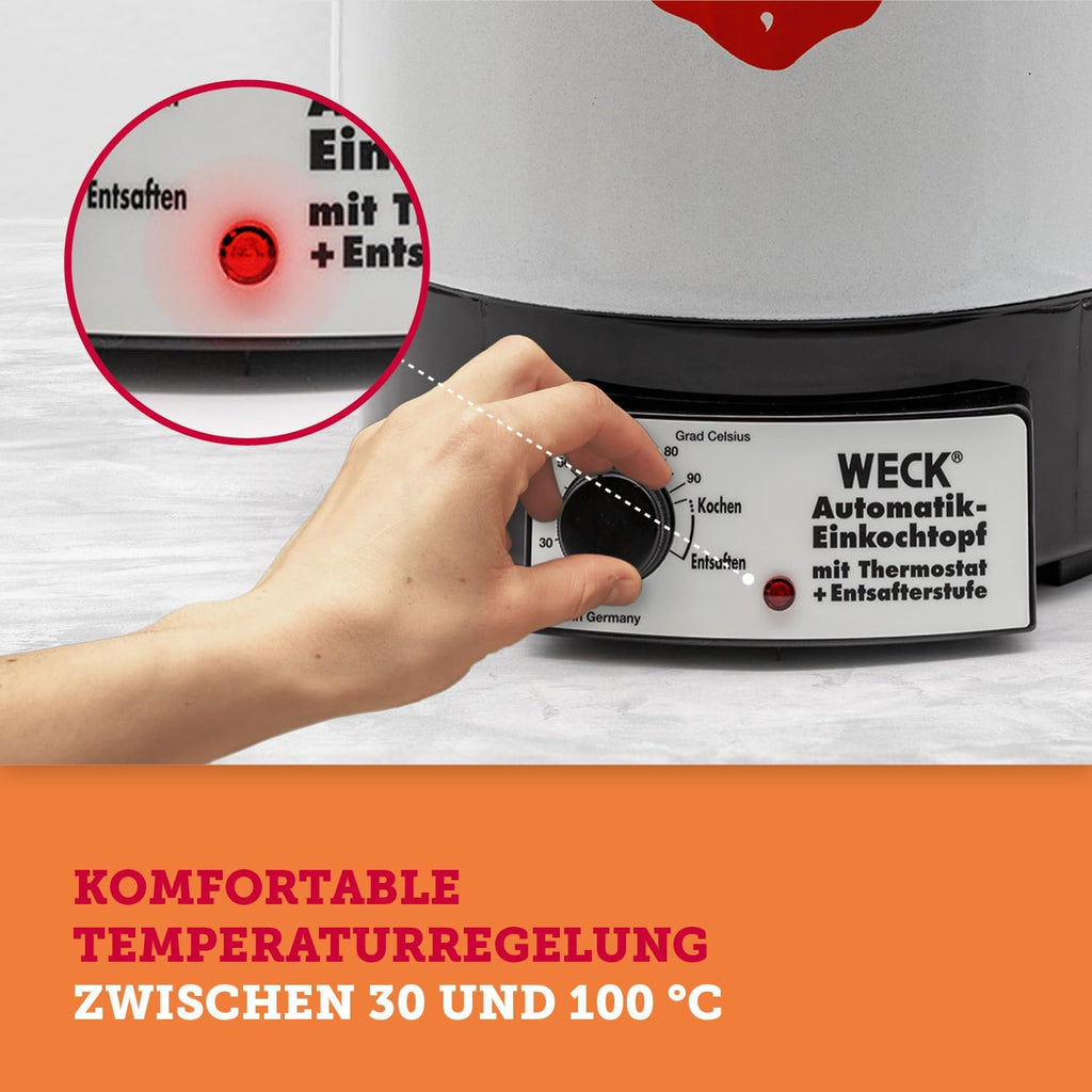 WECK Einkochautomat WAT14 (Finale Serie) Emaille mit Präzisionsthermostat â€?29L Einkochtopf, Glühweinkocher, Dampfentsafter, Einweckautomat â€?Made in Germany, hochwertig & vielseitig