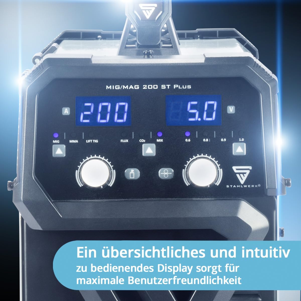 STAHLWERK Schweißgerät MIG/MAG 200 ST â€?Vollausstattung â€?IGBT Inverter mit 200 A, Schutzgasgerät mit synergischem Drahtvorschub, FLUX/Fülldraht geeignet, Lift-TIG und MMA/E-Hand (ARC) funktionsfähig