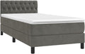 vidaXL Boxspringbett mit Matratze Bett Polsterbett Bettrahmen Bettgestell Lattenrost Einzelbett Hotelbett Schlafzimmerbett Dunkelgrau 90x200cm Samt