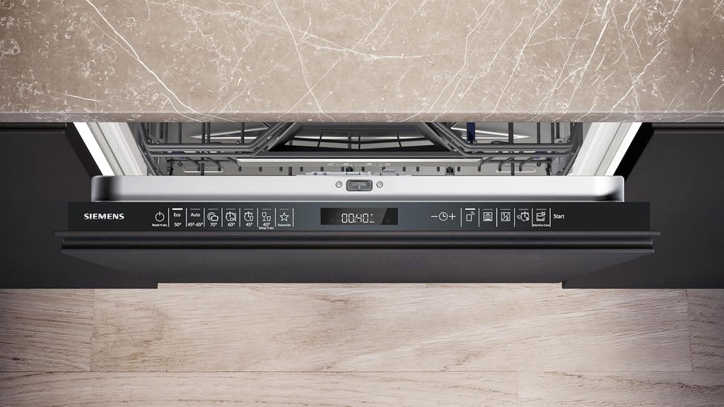 Siemens SN95EX22CE iQ500 vollintegrierter Geschirrspüler, 60 cm, Made in Germany, varioScharnier für flexible Einbausituationen, varioSpeed Plus, auto Open dry, Rackmatic, Intensivzone, leise