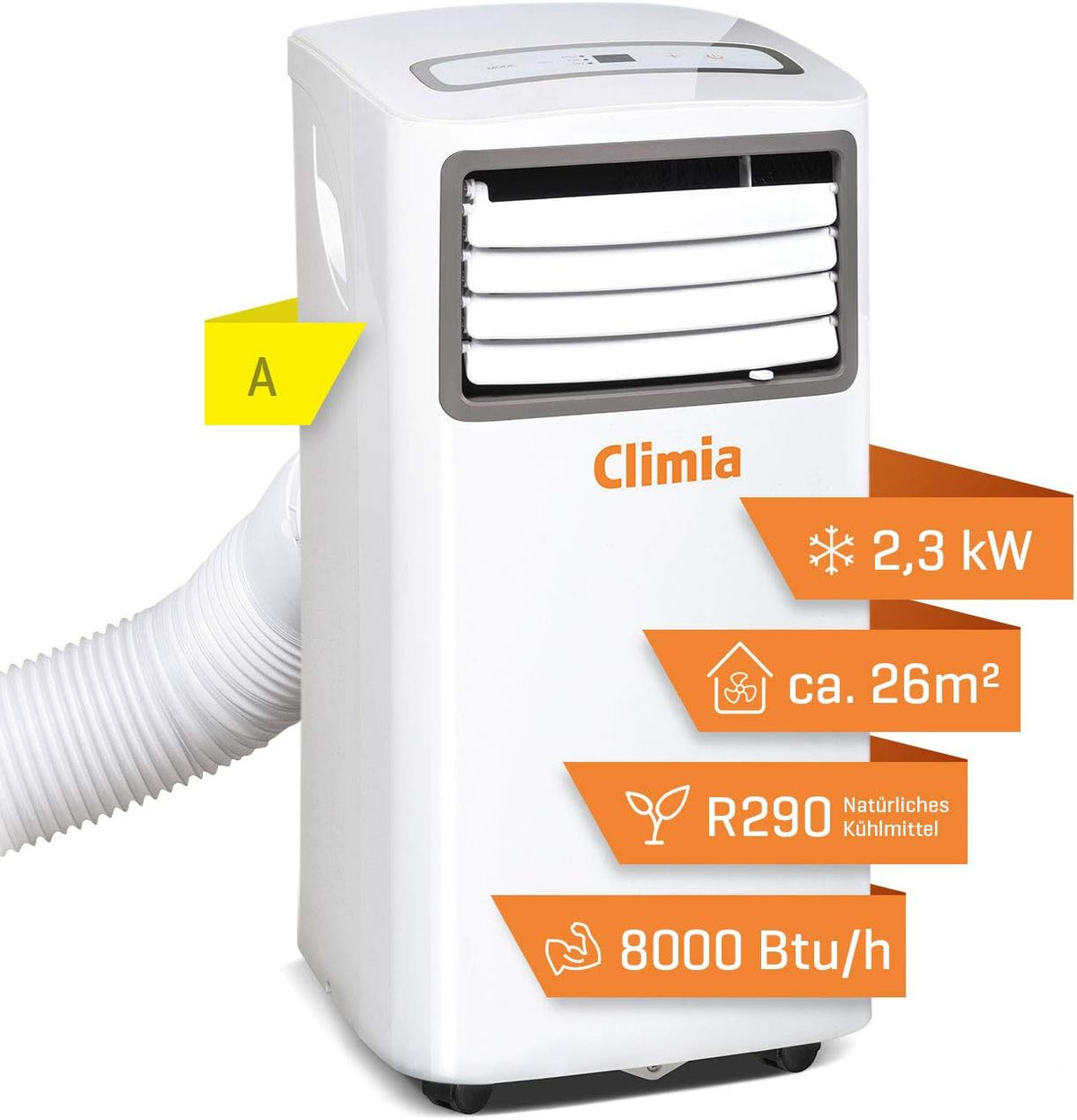 Climia CMK 2600 mobiles Klimagerät mit ökologischem Kühlmittel, 3-in-1 Klimaanlage â€?Aircondition, Ventilator und Luftentfeuchter