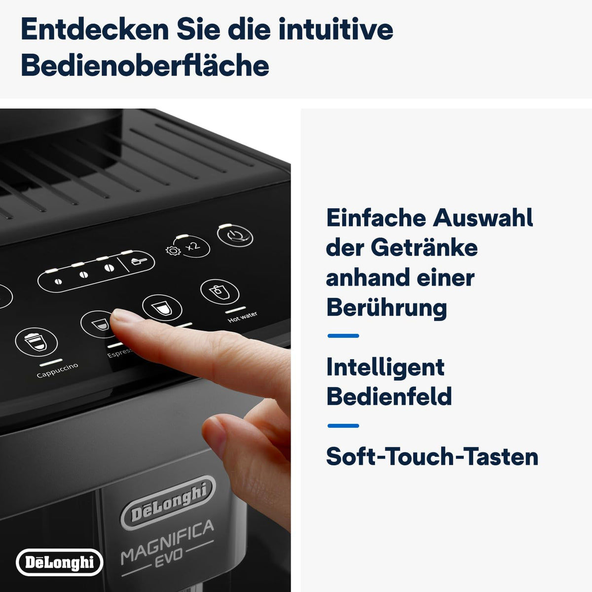 De'Longhi Magnifica Evo Next ECAM312.80.TB, Kaffeevollautomat mit 13 Getränken (Cappuccino, Espresso, Latte Macchiato), 2,4'' TFT Farbdisplay, LatteCrema Milchsystem, 2-Tassen-Funktion, Titan