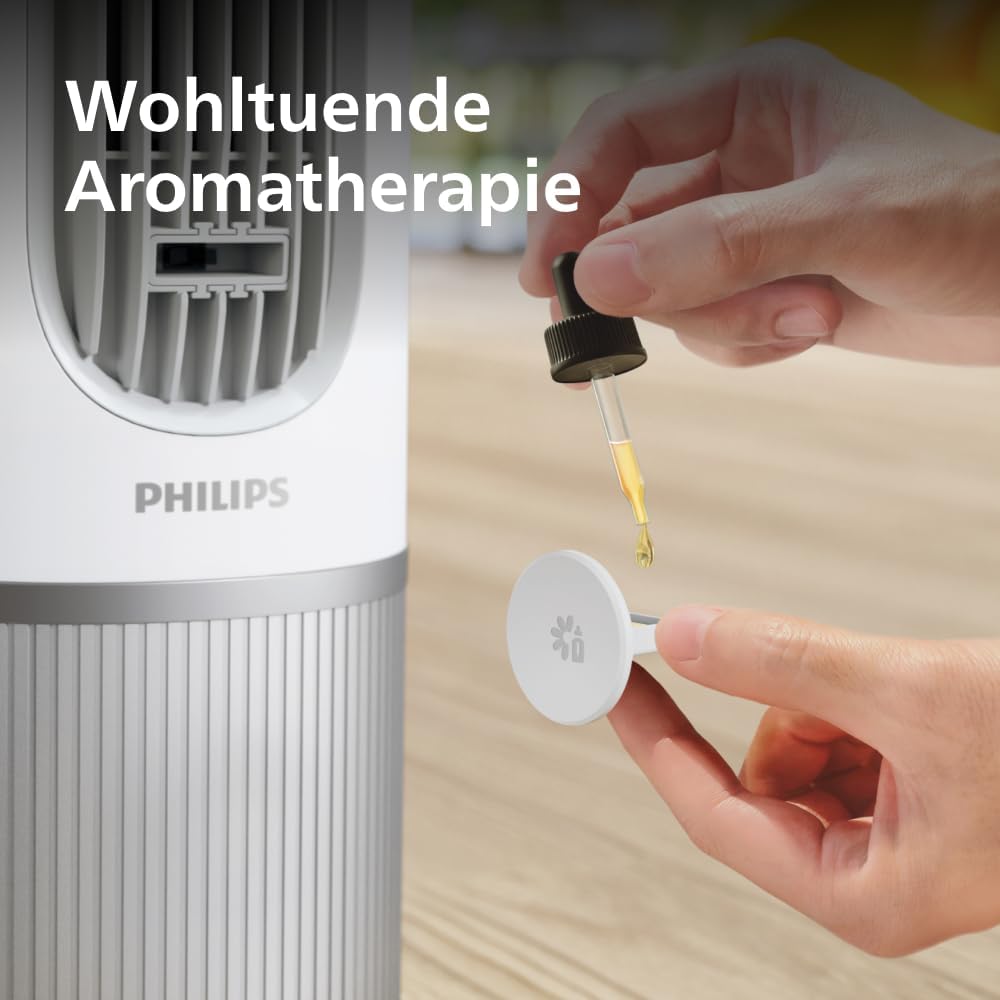 Philips Smarter Turmventilator 7000 Series â€?8,4 m/s stark, ultraleise 22 dB, energieeffizient, App & Fernbedienung, Wlan, 12 Stufen, Schlafmodus, Temp‑Anzeige, 12‑h Timer, 80° Oszillation (CX7550/00)