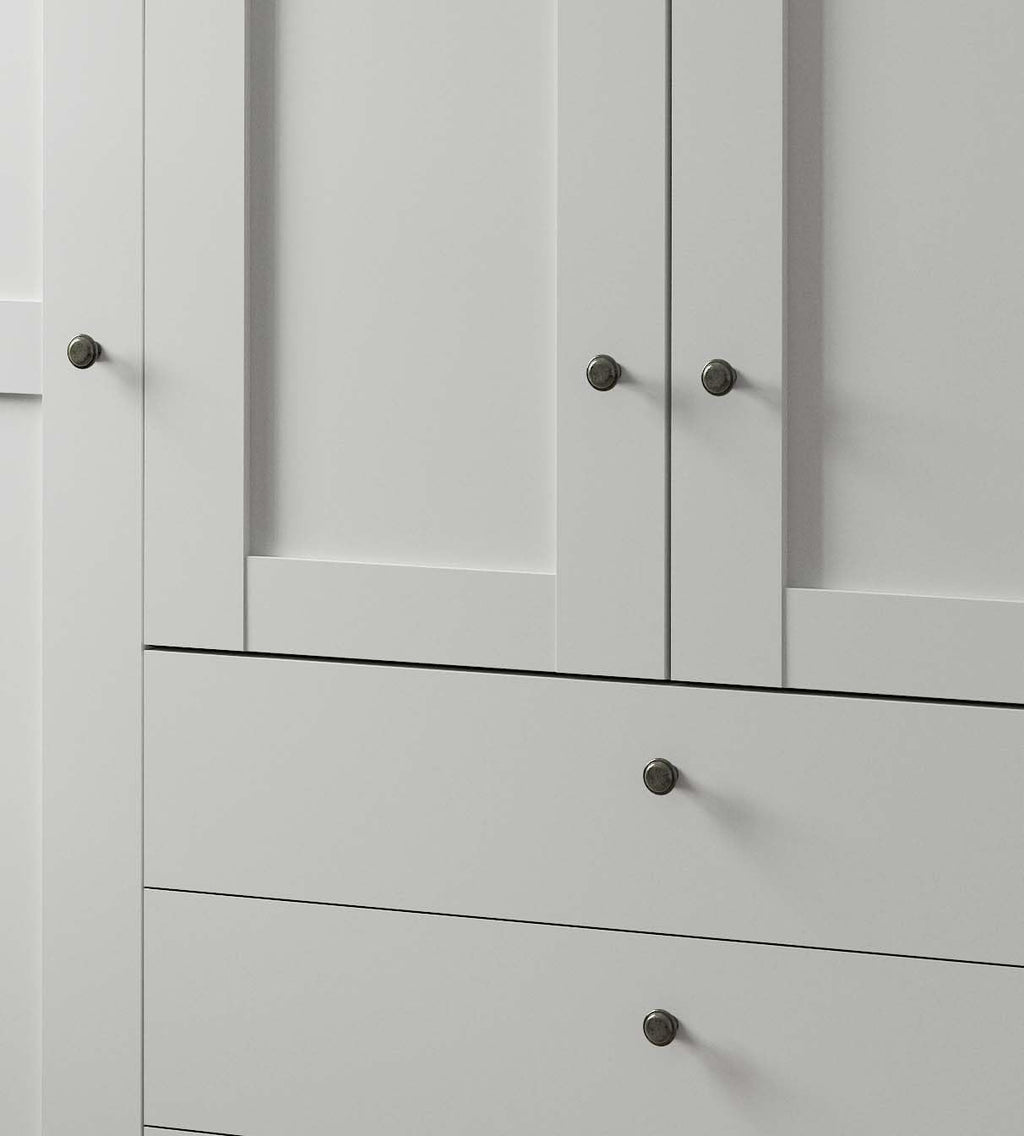 WIEMANN Drehtürenschrank mit 3 Schubkästen, Landhausstil Kleiderschrank 300cm breit, Weiß, Höhe 216cm, Marlow