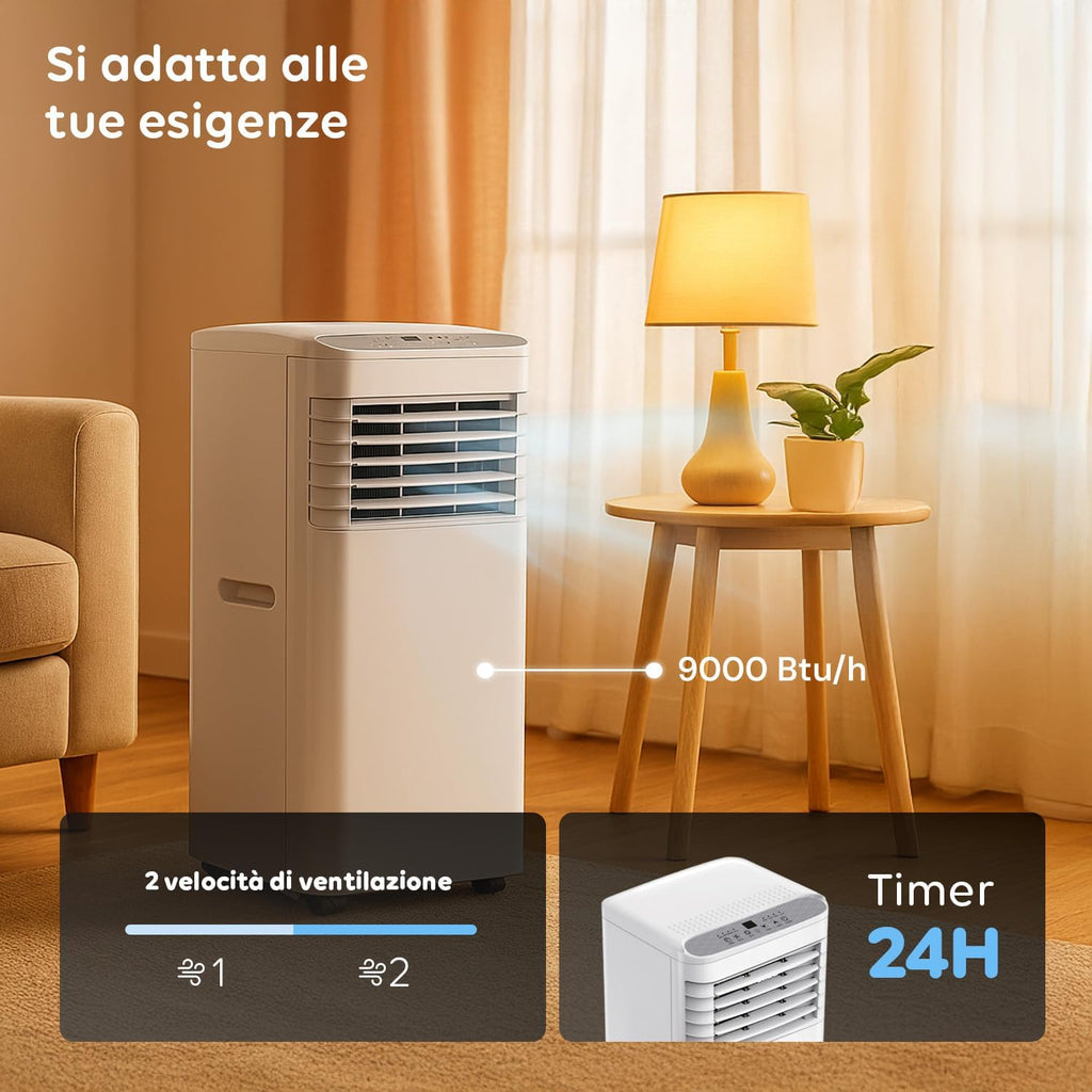 Avilia Mobiles Klimagerät 9000 BTU 3 in 1 â€?Luftentfeuchter, Kühler und Ventilator | Klimagerät ohne Außeneinheit für Zuhause und Büro