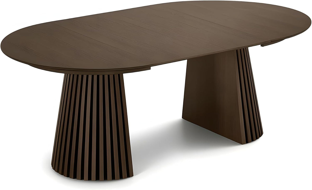 ebuy24 Tokyo Esstisch inkl. 2 Zusatzplatten ø120x120 bis 160 bis 200cm Smoked Eiche Furnier. â€?Esszimmertisch rund ausziehbar, ausziehbarer Tisch rund, Esstisch oval ausziehbar
