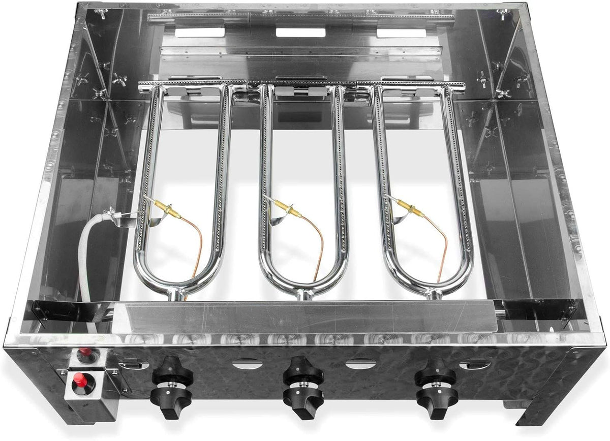 DEMA Gasbräter mit 3 Flammen â€?Leistungsstarker Gastrobräter für Grill & Outdoor-Küche â€?Ideal für Camping & Events