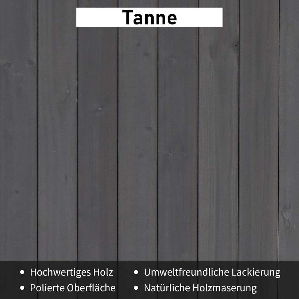 LEADZM Gartenschrank Holz für Außenbereich, gartenhaus Holz, Grau, 3 Regalböden, geräteschuppen für Garten, Terrasse, 77 X 54 X 180 cm